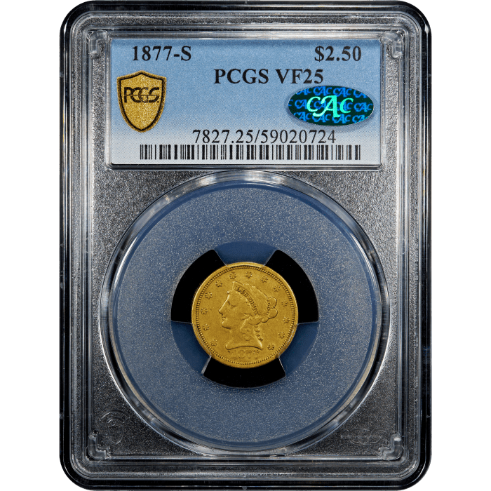 1877-S Liberty Gold Quarter Eagle ($2.50) SLAB Image