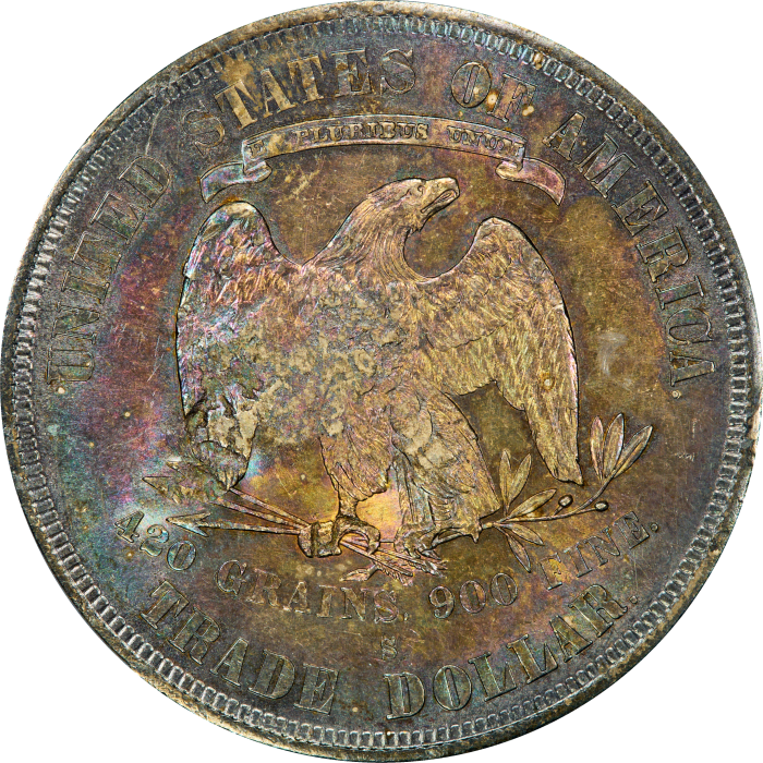 1877-S Trade Dollar ($1) Chopmarked REVERSE Image