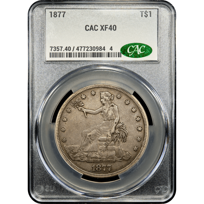 1877 Trade Dollar (T$1) Obverse Slab Image