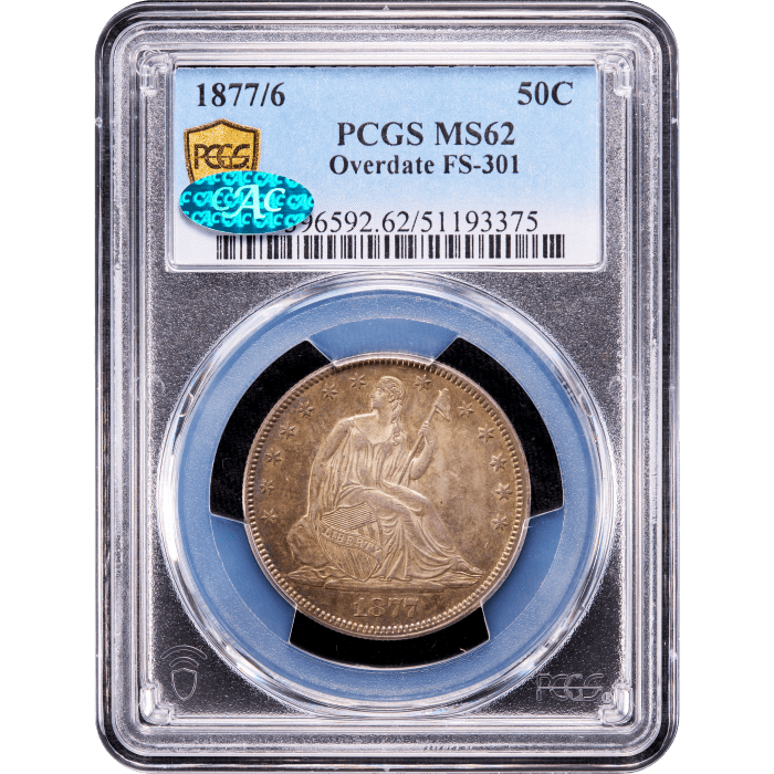 1877/6 Seated Liberty Half Dollar (50c) Obverse Slab Image