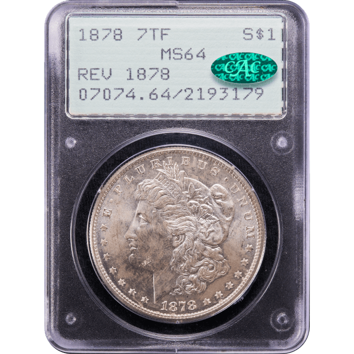 1878 Morgan Dollar ($1) 7TF Reverse of 1878 Rattler SLAB Image