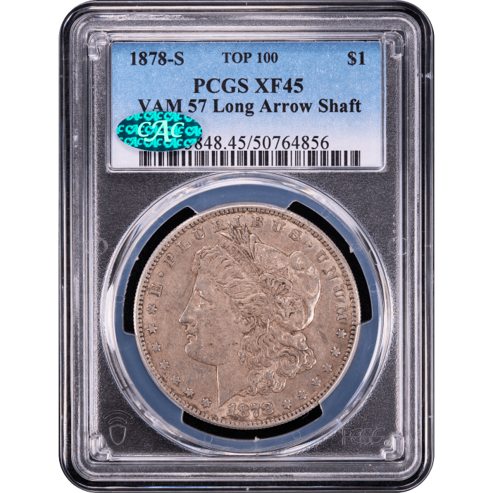 1878-S Morgan Dollar ($1) VAM 57 Long Arrow Shaft Obverse Slab Image