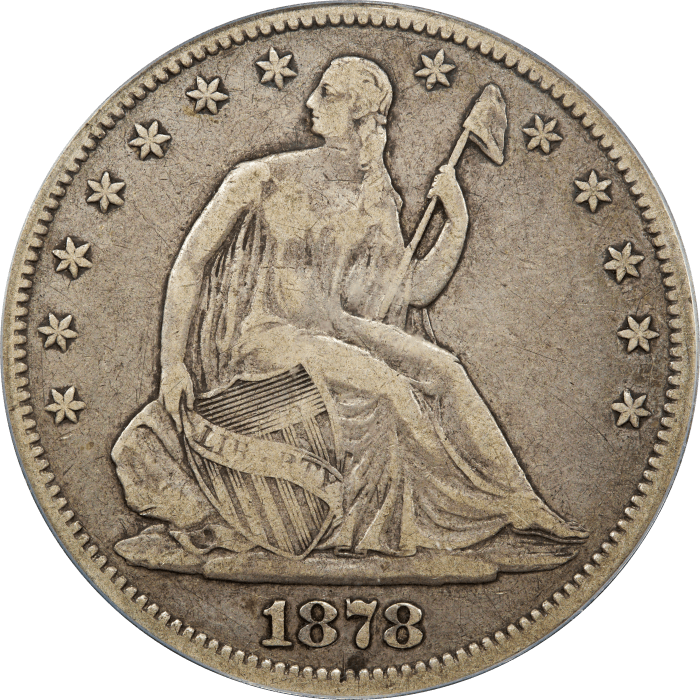 1878 Seated Liberty Half Dollar (50c) Obverse Image