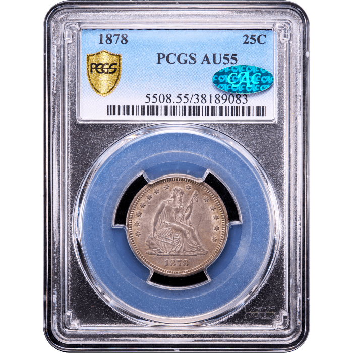 1878 Seated Liberty Quarter (25c) Obverse Slab Image