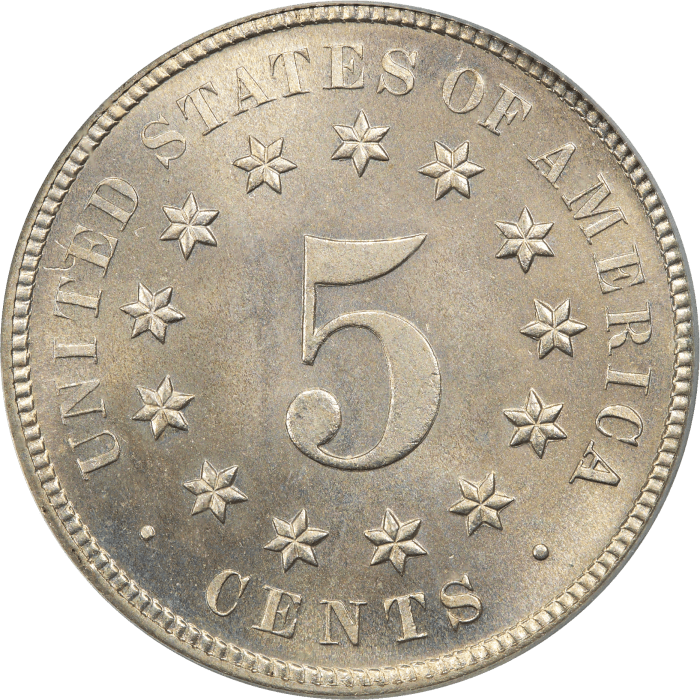 1879/8 Shield Nickel (5c) OGH Reverse Image