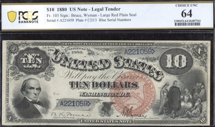 1880 $10 Jackass Legal Tender Obverse Image