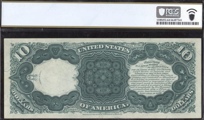 1880 $10 Jackass Legal Tender Reverse Image