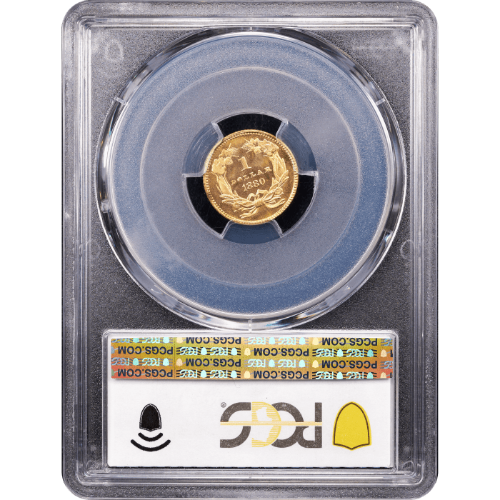 1880 Gold Dollar (G$1) Reverse Slab Image