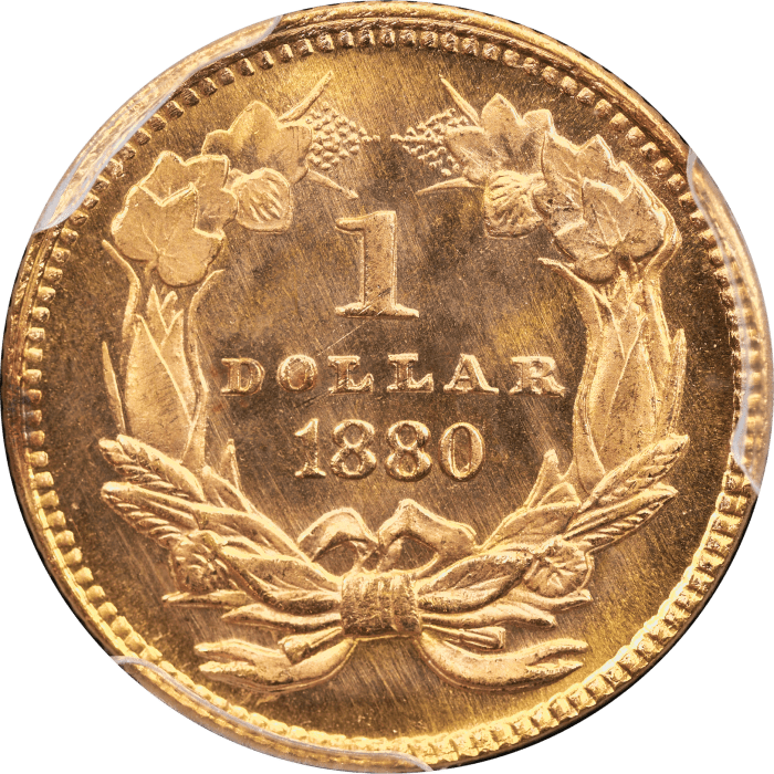 1880 Gold Dollar (G$1) Reverse Image
