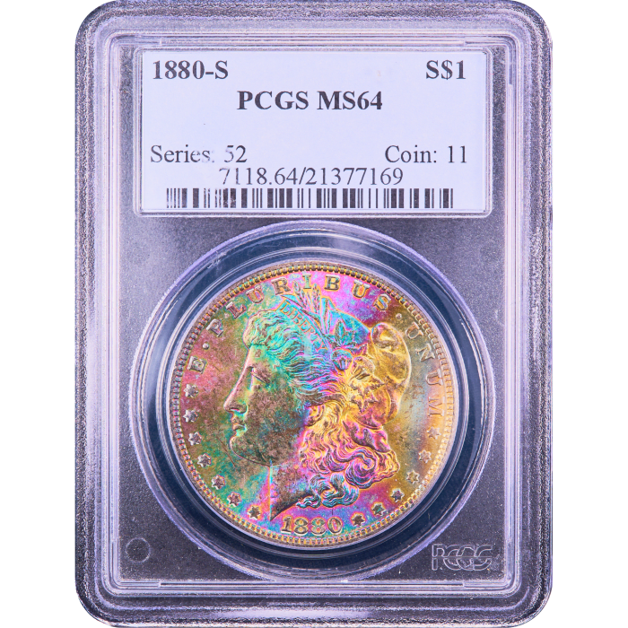 1880-S Morgan Dollar ($1) Rainbow Toner Obverse Slab Image