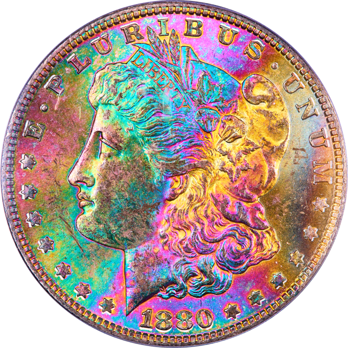 1880-S Morgan Dollar ($1) Rainbow Toner Obverse Image