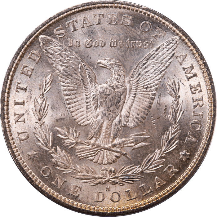 1880-S Morgan Dollar ($1) Rainbow Toner Reverse Image