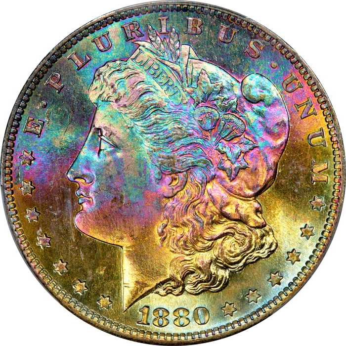 1880-S Morgan Dollar ($1) Rainbow Toner OBVERSE Image