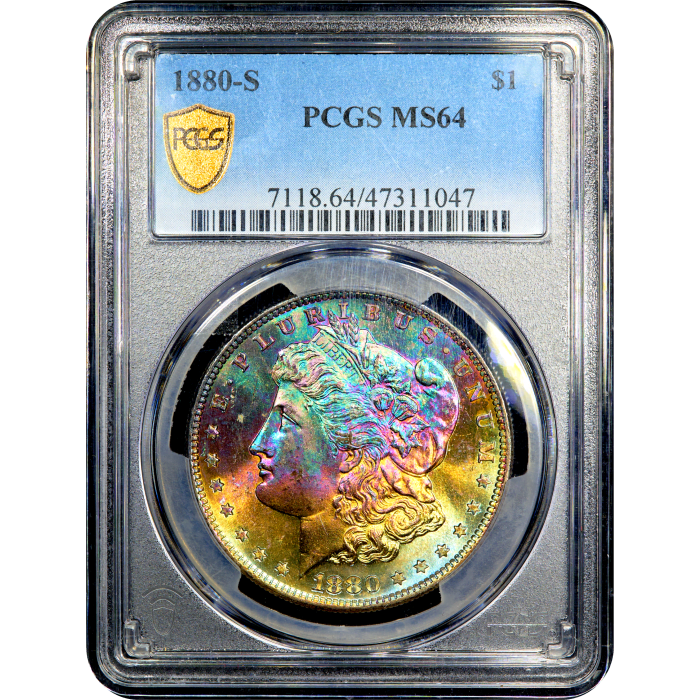 1880-S Morgan Dollar ($1) Rainbow Toner SLAB Image