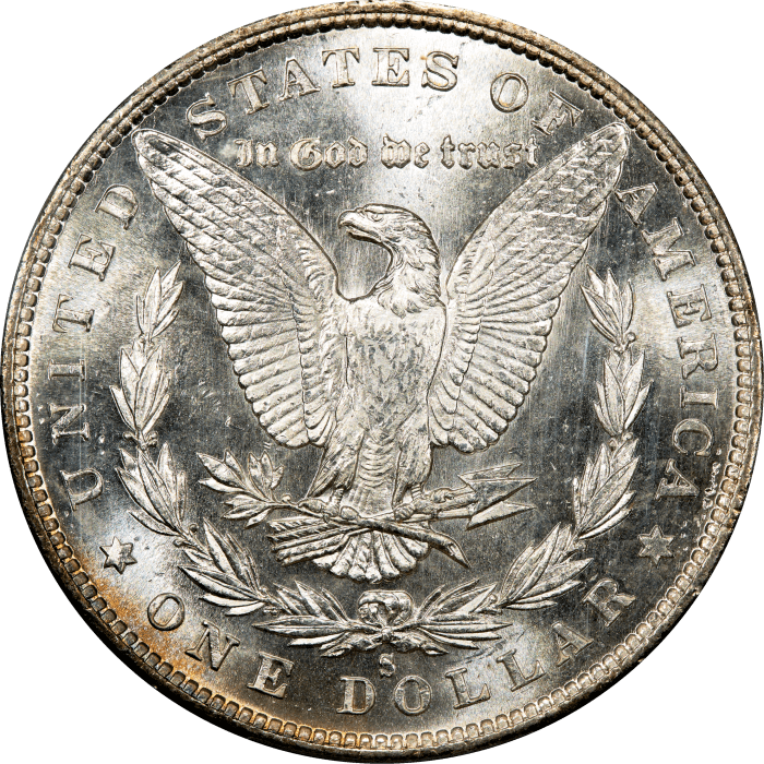 1880-S Morgan Dollar ($1) Rainbow Toner Reverse Image