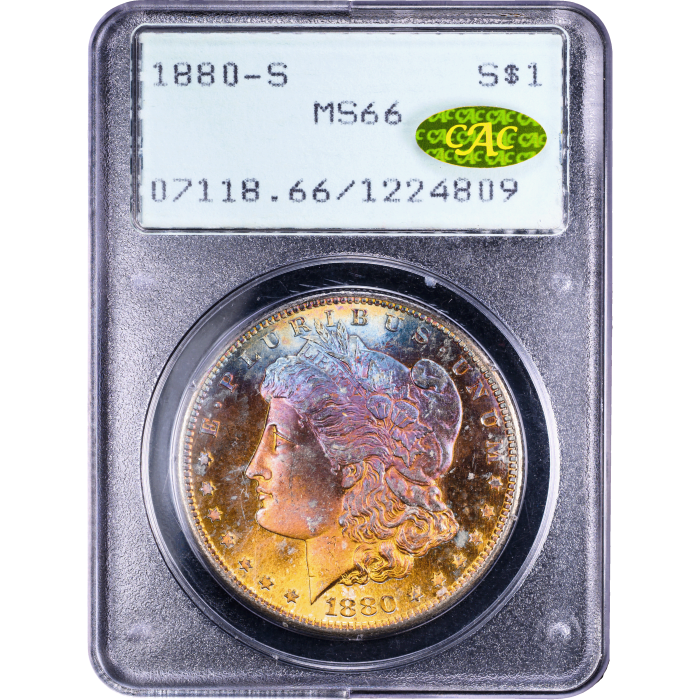 1880-S Morgan Dollar ($1) Rainbow Toner Rattler Obverse Slab Image