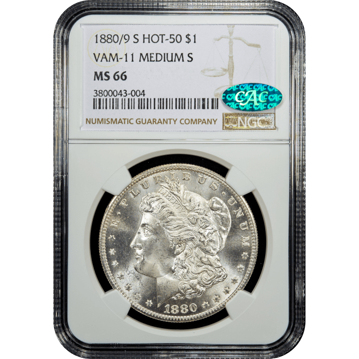 1880/9-S Morgan Dollar ($1) VAM 11 0/9 Overdate Obverse Slab Image