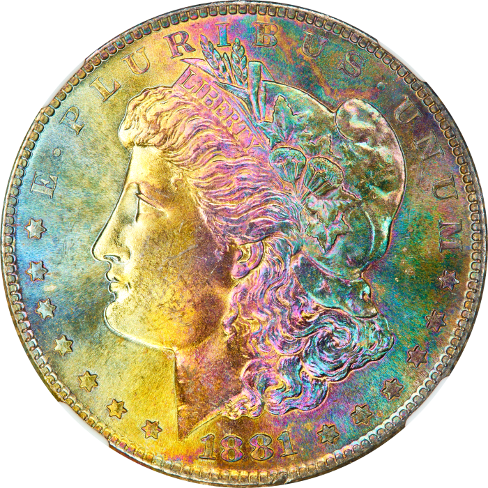 1881-S Morgan Dollar ($1) Rainbow Toner OBVERSE Image