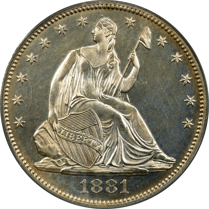 1881 Seated Liberty Half Dollar (50c) OBVERSE Image