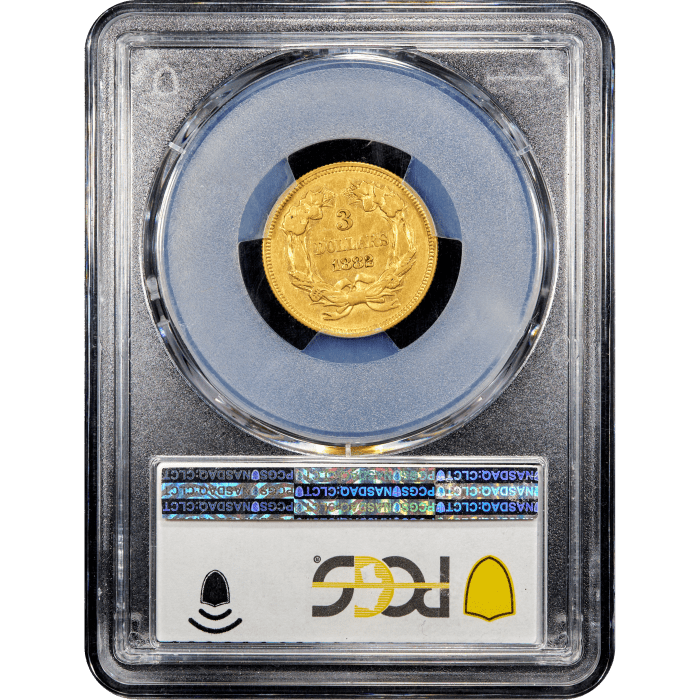 1882 Gold $3 Reverse Slab Image