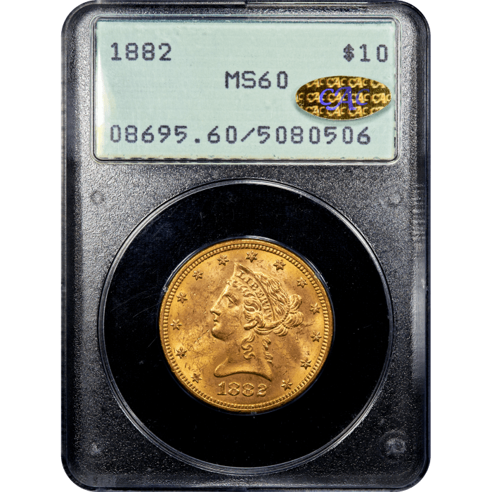 1882 Liberty Gold Eagle ($10) Rattler Obverse Slab Image
