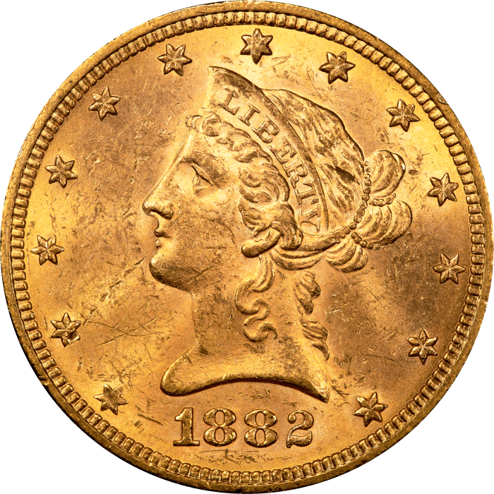 1882 Liberty Gold Eagle ($10) Rattler Obverse Image