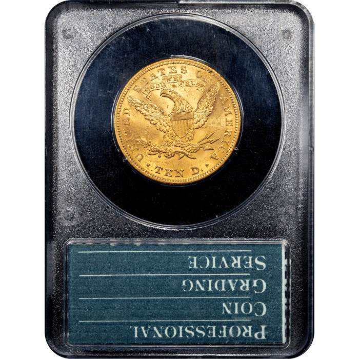 1882 Liberty Gold Eagle ($10) Rattler Reverse Slab Image