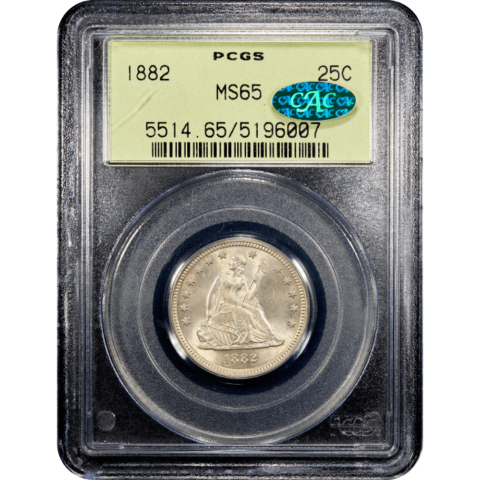 1882 Seated Liberty Quarter (25c) OGH Obverse Slab Image