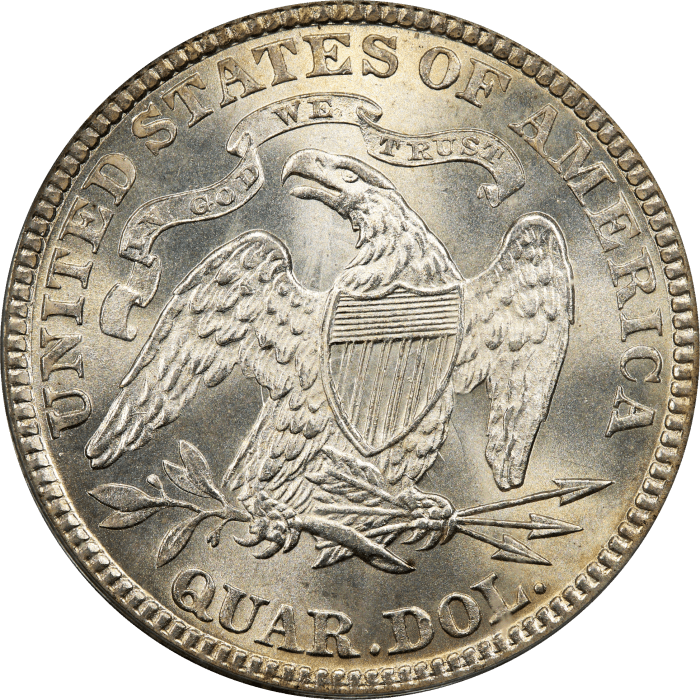 1882 Seated Liberty Quarter (25c) OGH Reverse Image