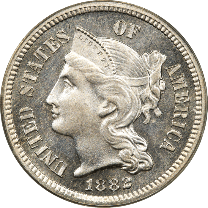1882 Three Cent Nickel (3CN) OGH OBVERSE Image