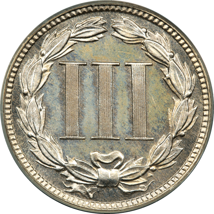 1882 Three Cent Nickel (3CN) OGH REVERSE Image