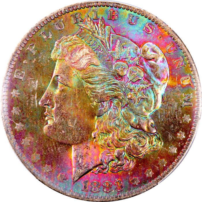 1883-O Morgan Dollar ($1) Rainbow Toner Obverse Image