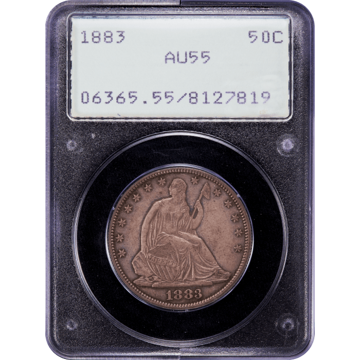 1883 Seated Liberty Half Dollar (50c) Rattler Obverse Slab Image