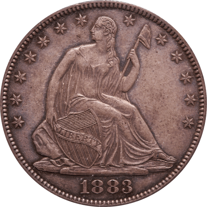 1883 Seated Liberty Half Dollar (50c) Rattler Obverse Image