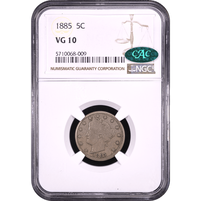 1885 Liberty Nickel (5c) Obverse Slab Image