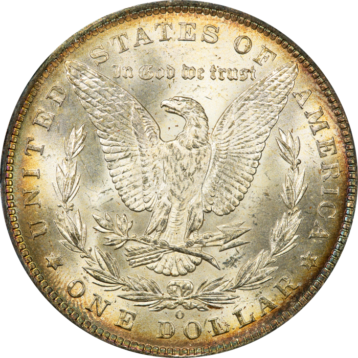 1885-O Morgan Dollar ($1) Rainbow Toner REVERSE Image