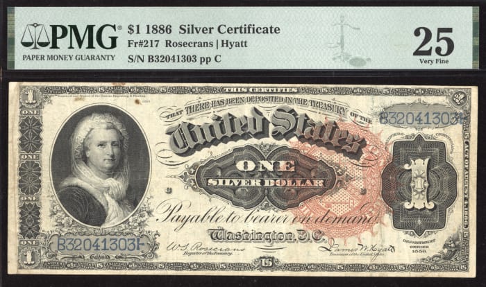 1886 $1 Martha Silver Certificate OBVERSE Image