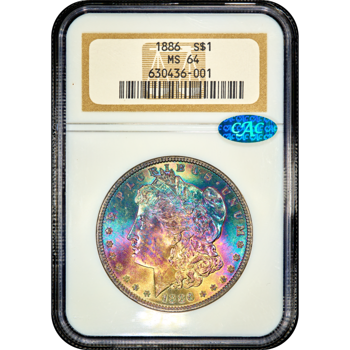 1886 Morgan Dollar ($1) Rainbow Toner SLAB Image