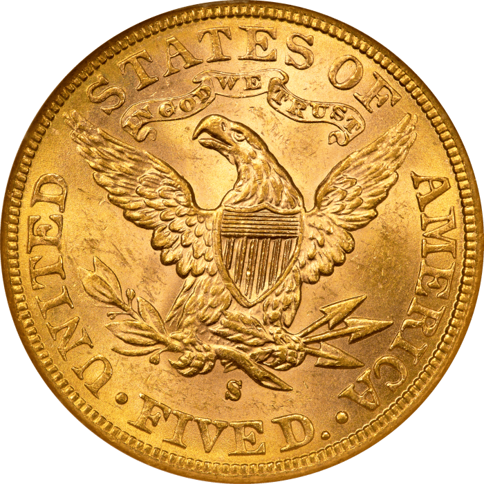 1886-S Liberty Gold Half Eagle ($5) Reverse Image