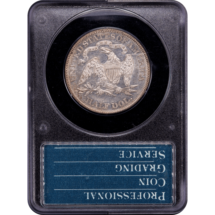 1886 Seated Liberty Half Dollar (50c) Rattler Reverse Slab Image