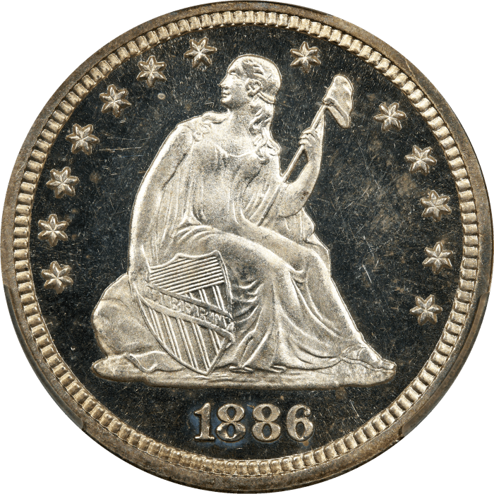 1886 Seated Liberty Quarter (25c) OBVERSE Image