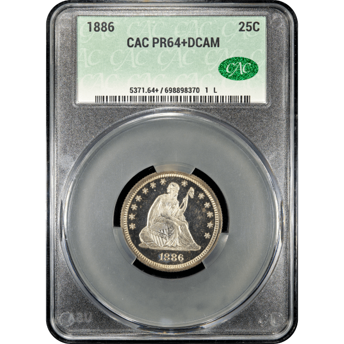 1886 Seated Liberty Quarter (25c) Obverse Slab Image