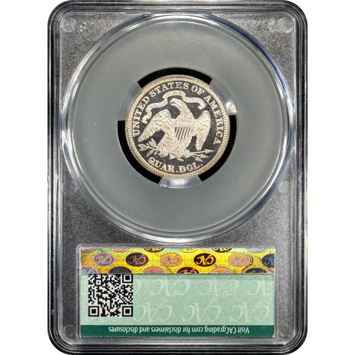 1886 Seated Liberty Quarter (25c) Reverse Slab Image