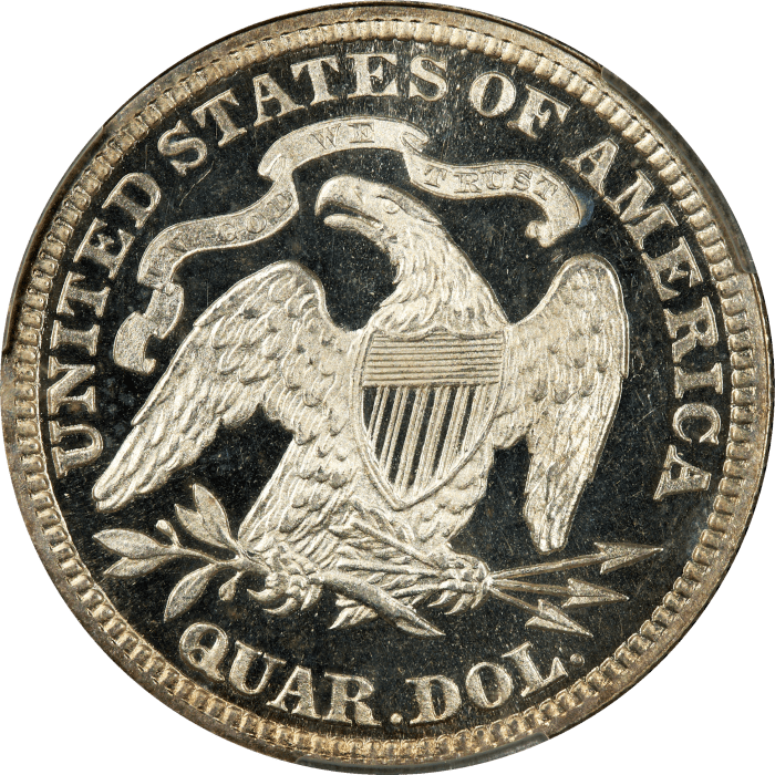 1886 Seated Liberty Quarter (25c) Reverse Image