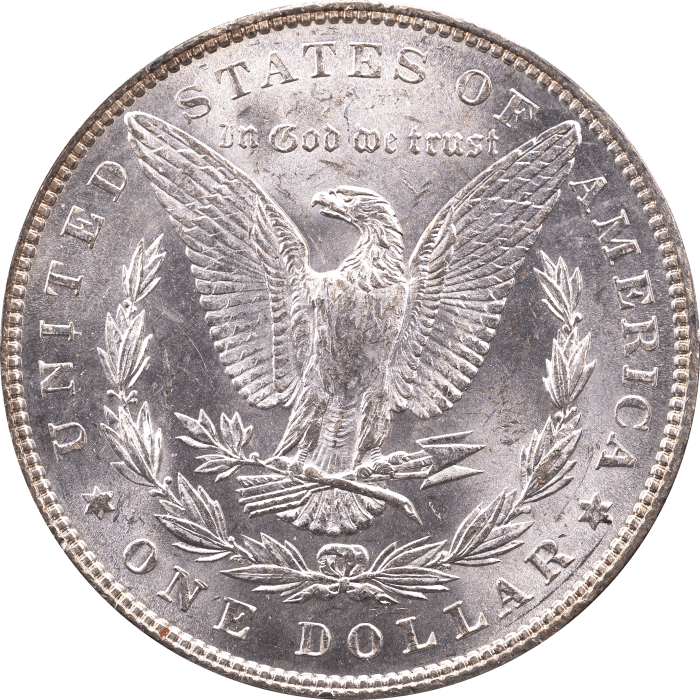 1887 Morgan Dollar ($1) Crescent Rainbow Toner Reverse Image