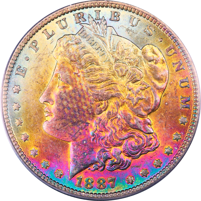 1887 Morgan Dollar ($1) Rainbow Toner Obverse Image