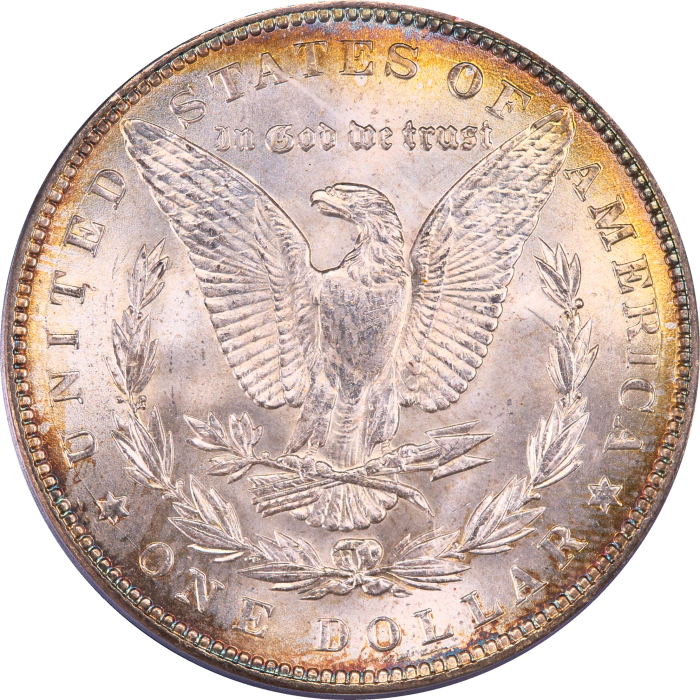 1887 Morgan Dollar ($1) Rainbow Toner Reverse Image