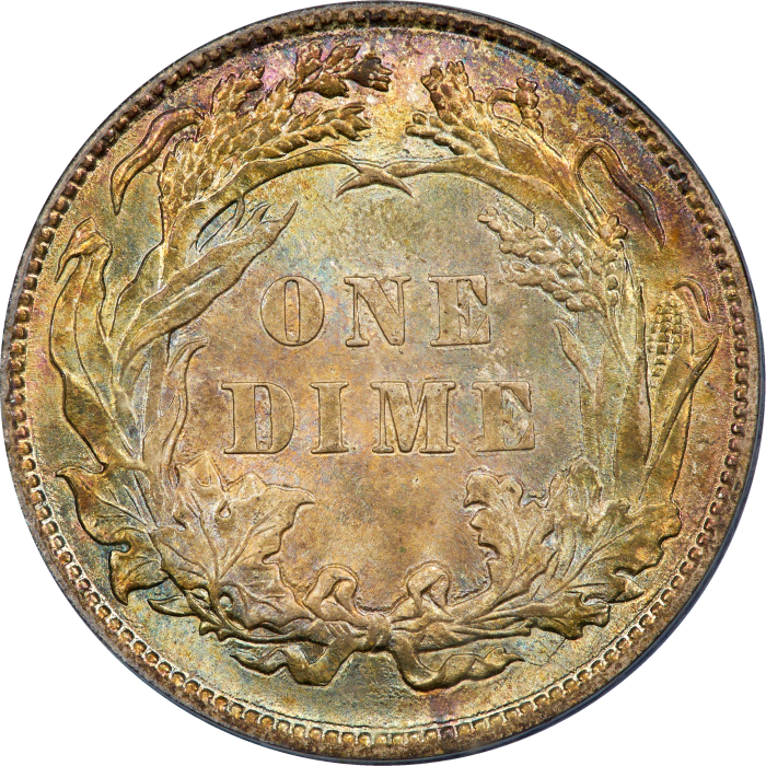 1887 Seated Liberty Dime (10c) REVERSE Image