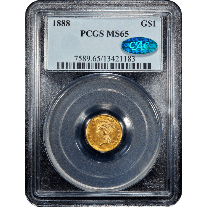 1888 Gold Dollar ($1) Obverse Slab Image