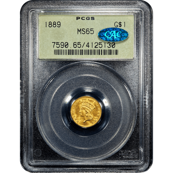 1889 Gold Dollar (G$1) OGH Obverse Slab Image